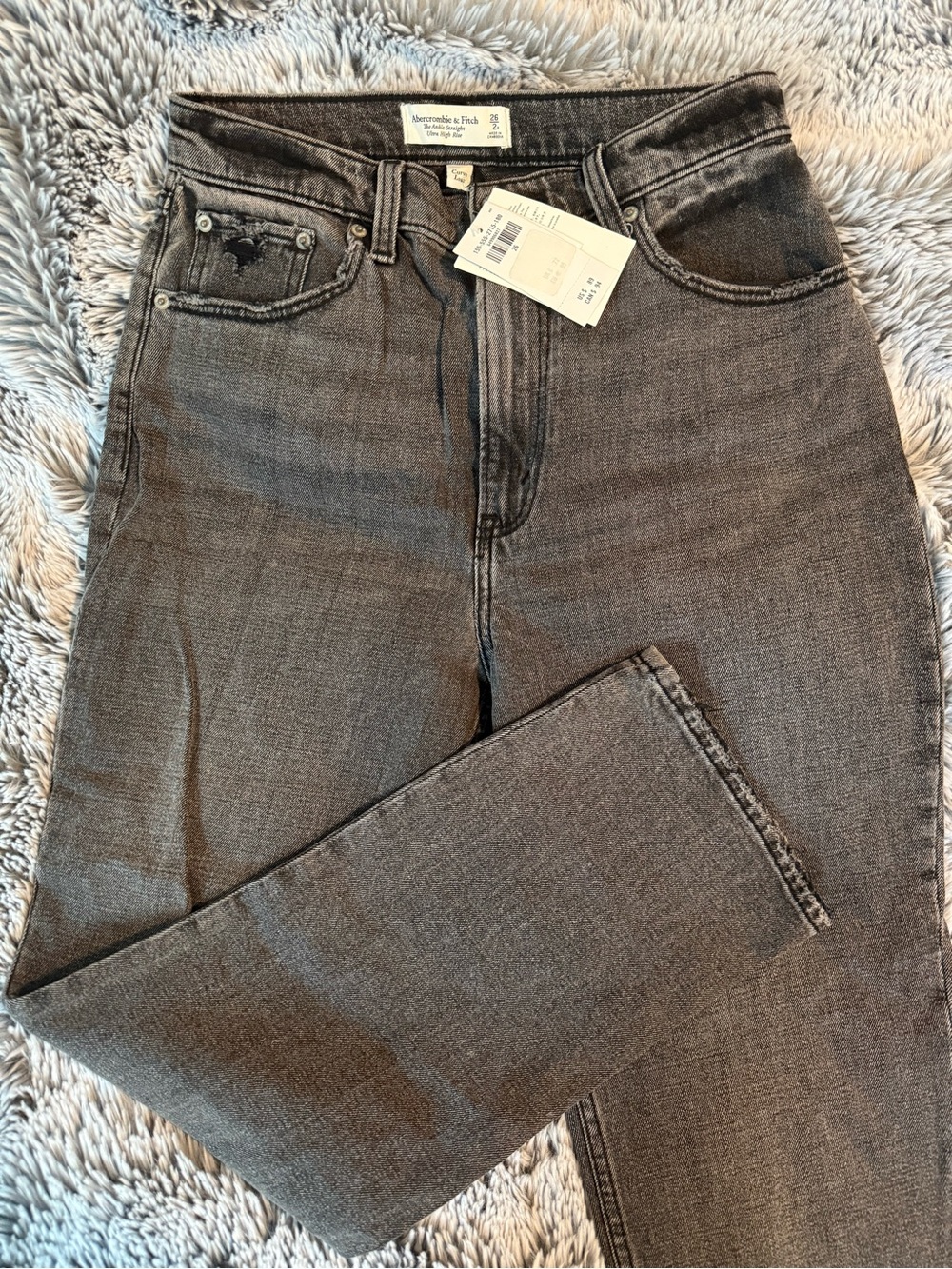 Abercrombie & Fitch Women’s Straight-Leg Jeans in Charcoal Gray